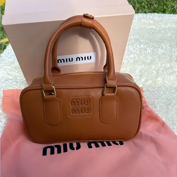 Miu Miu Caramel Leather Mini Bag Cross Body Purse - Picture 1 of 6